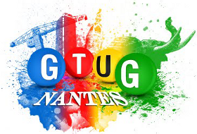 Logo du Nantes GTUG en 2011 (Lettres G T U G en couleur avec des éléments de Nantes)